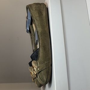 Michael Kors green suede leather flats size 10M